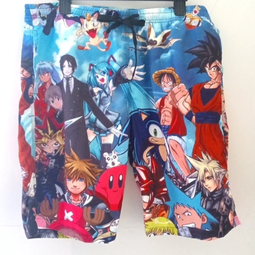 DRAGON BALL Z DRAWSTRING TWO POCKETS MESH LINED SWIM TRUNKS SIZE XL NWOT - Picture 1 of 8